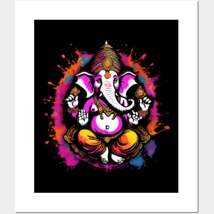 Ganapati Ganesh Chaturthi Elephant black Posters and Art